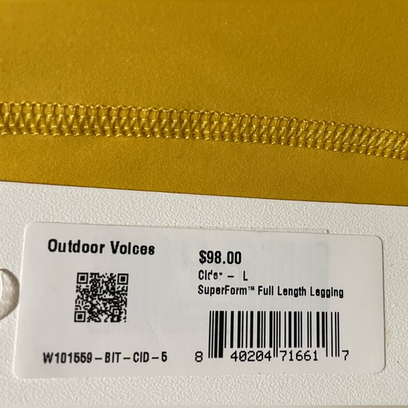 NWT Outdoor Voices Superform Full Length Legging in Cider Yellow Size L Pockets - Picture 7 of 7